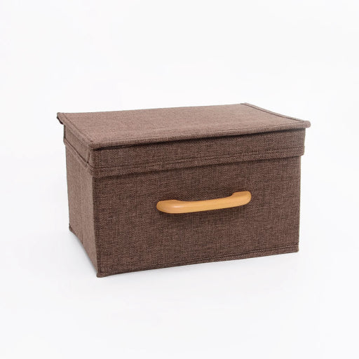Caja de almacenamiento pequeña con mango de madera (café)