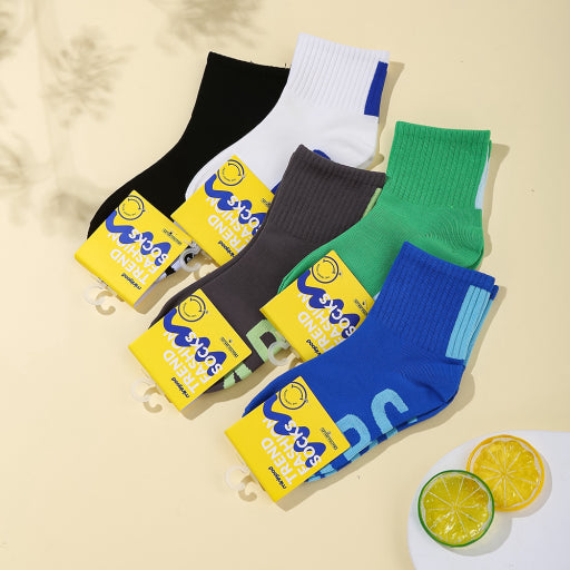 Calcetines deportivos de manga media unicolor con letras para niño (M)