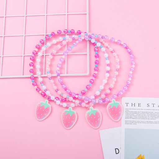 Collar infantil cuentas sirena fresa