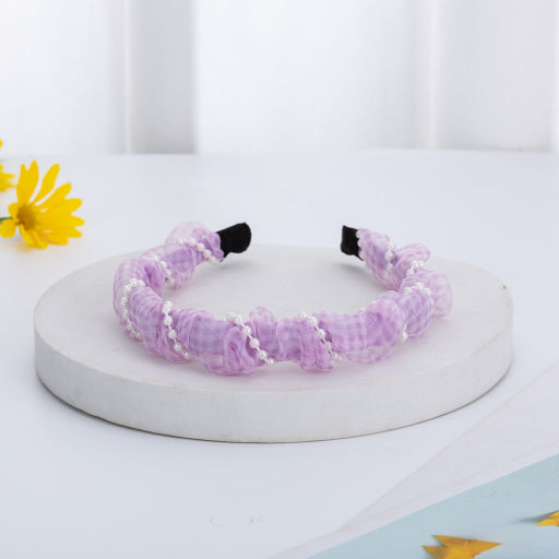 Diadema de tejido de perlas a cuadros
