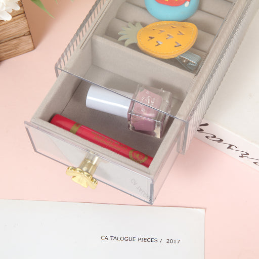 Caja de almacenamiento con cajón corto y estrecho serie Clover (con caja de franela)