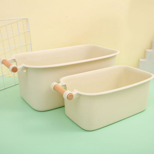 Cesta simple con asa de madera de un solo lado (grande)