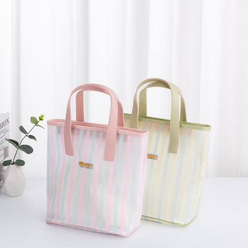 Bolso trapezoidal de rayas - rosa