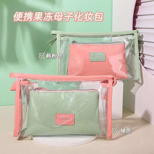 Bolsa de maquillaje portátil Jelly Mother Child (rosa)
