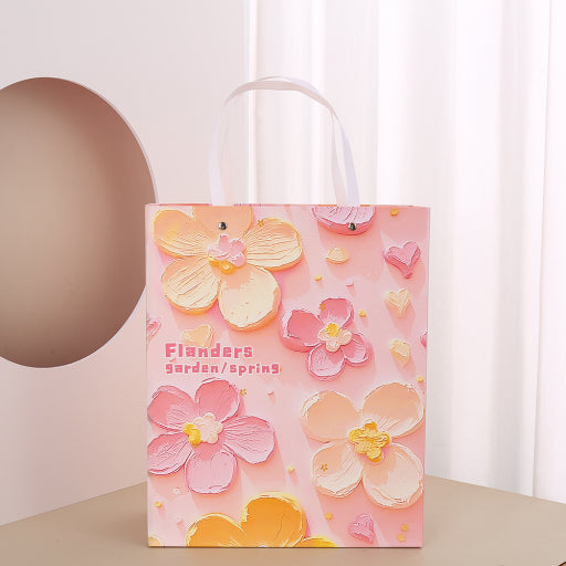 Bolsa de regalo de flores estilo pintura al óleo (grande)