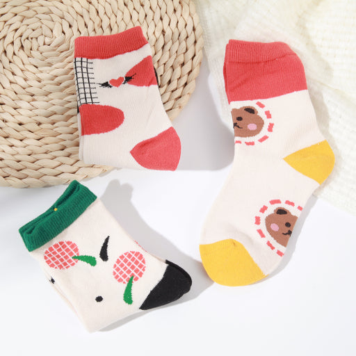 Calcetines infantiles con dibujos animados en contraste de colores [L]