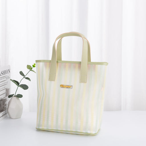 Bolso trapezoidal de rayas - rosa