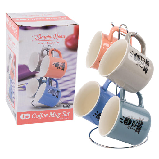 Juego De Tazas De Café De 4 Piezas Con Soporte Simply Home