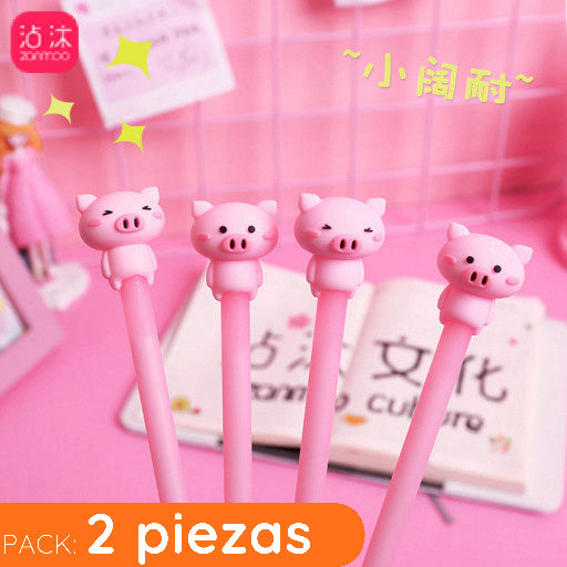 Pluma con figura de cerdito