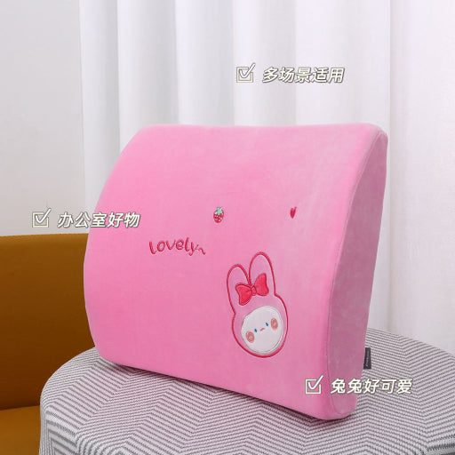 Almohada de cintura de conejo rosa