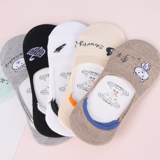 Calcetines invisibles de mujer con dibujos animados (2 pares)
