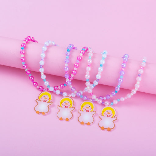 Collar infantil con cuentas de sirena y patito amarillo