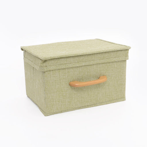 Caja de almacenamiento pequeña con mango de madera (verde)