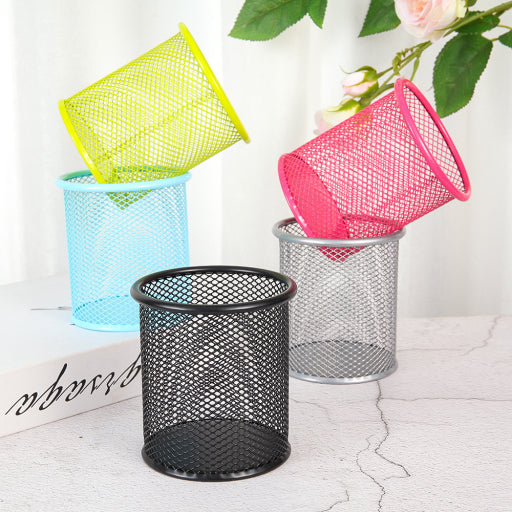 Portalápices redondo de metal Plata