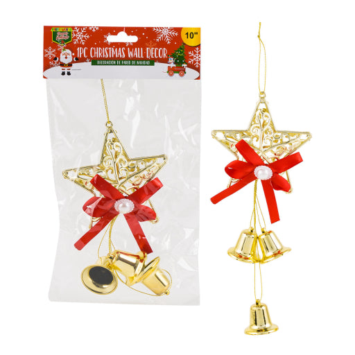 Decoración, 1 Pieza Estrella De 10" De Alto Con Lazo