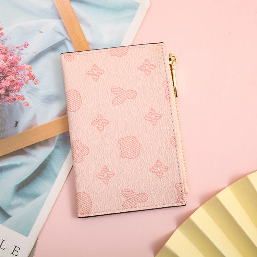 Monedero con bolso de mano con flores antiguas de dibujos animados (rosa)