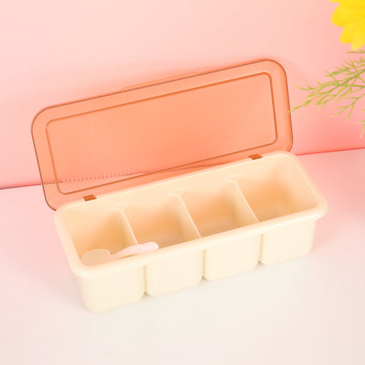 Caja de condimentos de cuatro compartimentos