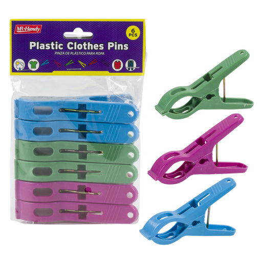 6 Alfileres De Ropa De Plástico Mr. Handy