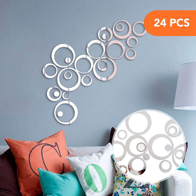 24 pcs de Decoración de Círculo Espejo Calcomanía