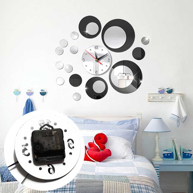Reloj con espejos de pared DIY Creativo para el hogar