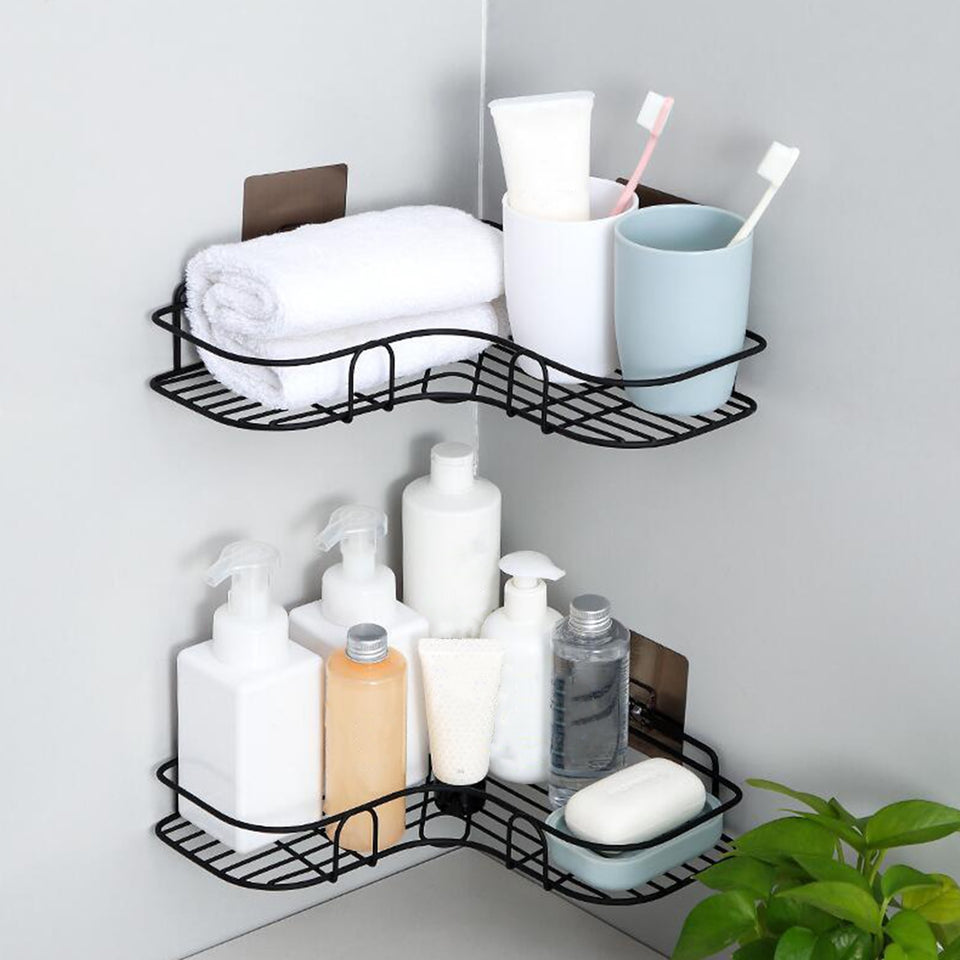 Estante esquinero para baño con adhesivos-Pack 2