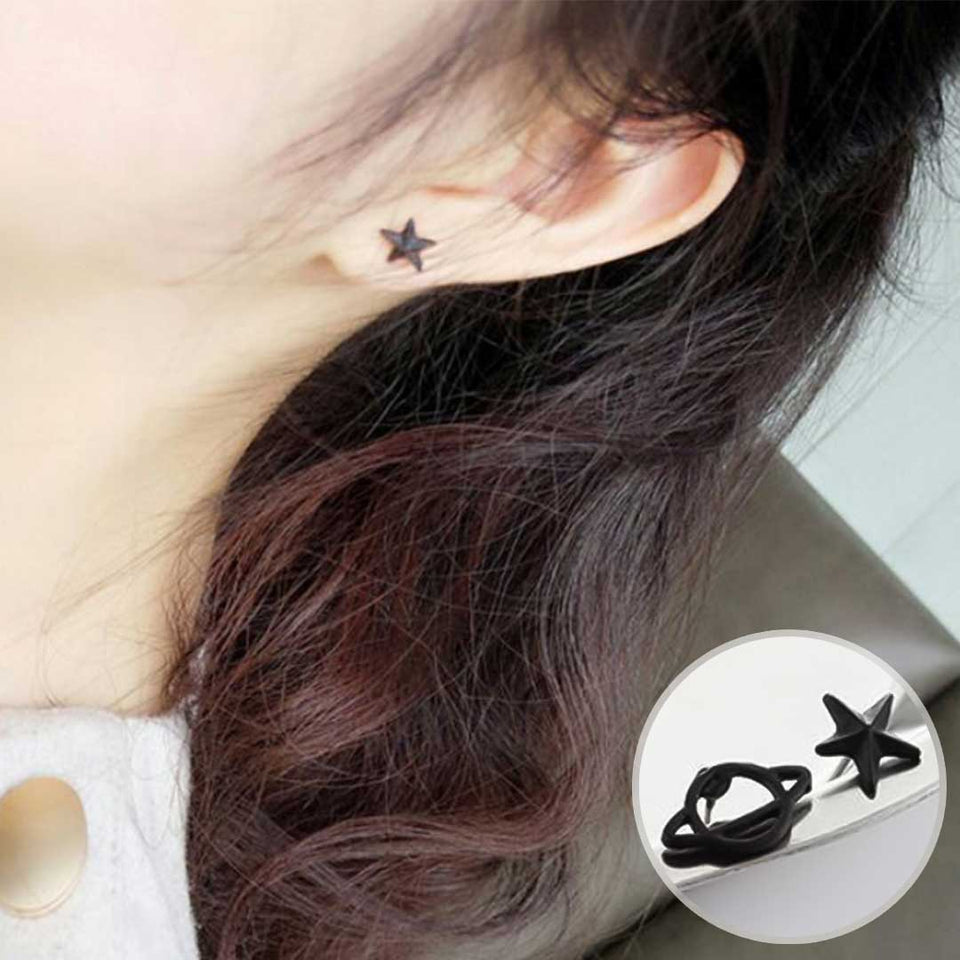 Hermosos Aretes pequeños con Diseño de Planeta y Estrella