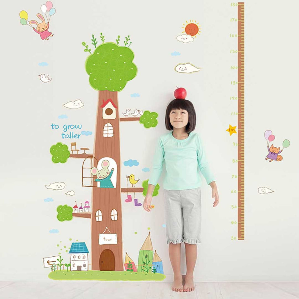 Vinil medidor de estatura de casita del árbol