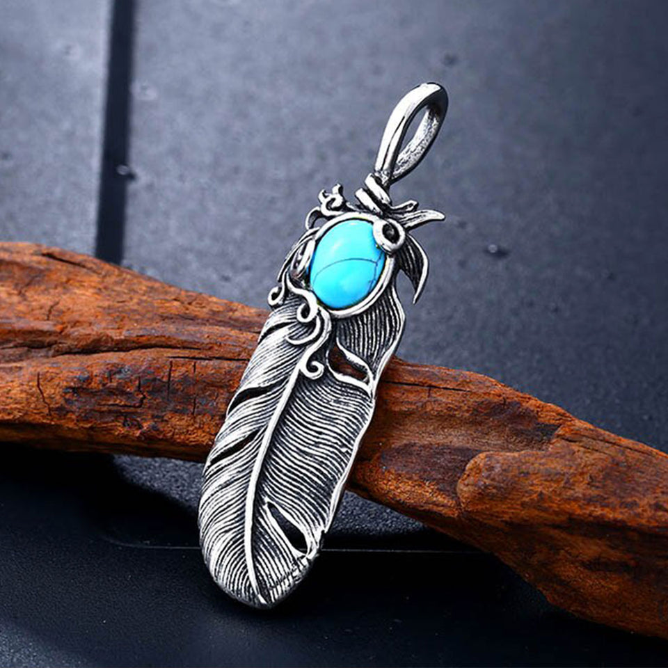 Collar de Pluma con Cuarzo Turquesa