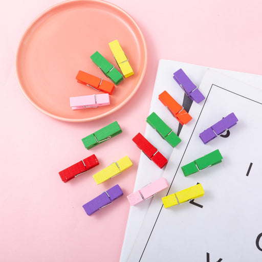 Clip de madera veteada de colores (12)