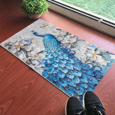 Tapete de Entrada con Diseño de Pavo Real 