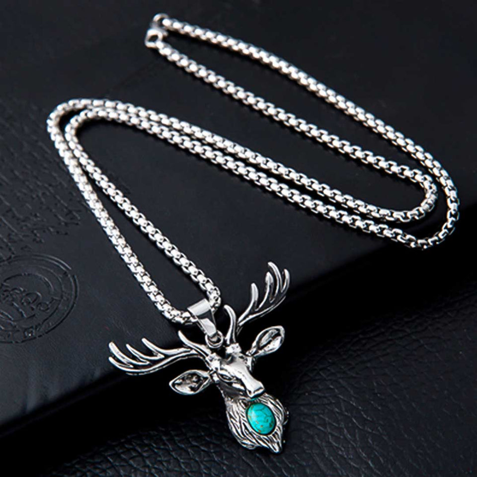 Collar de venado con gema azul