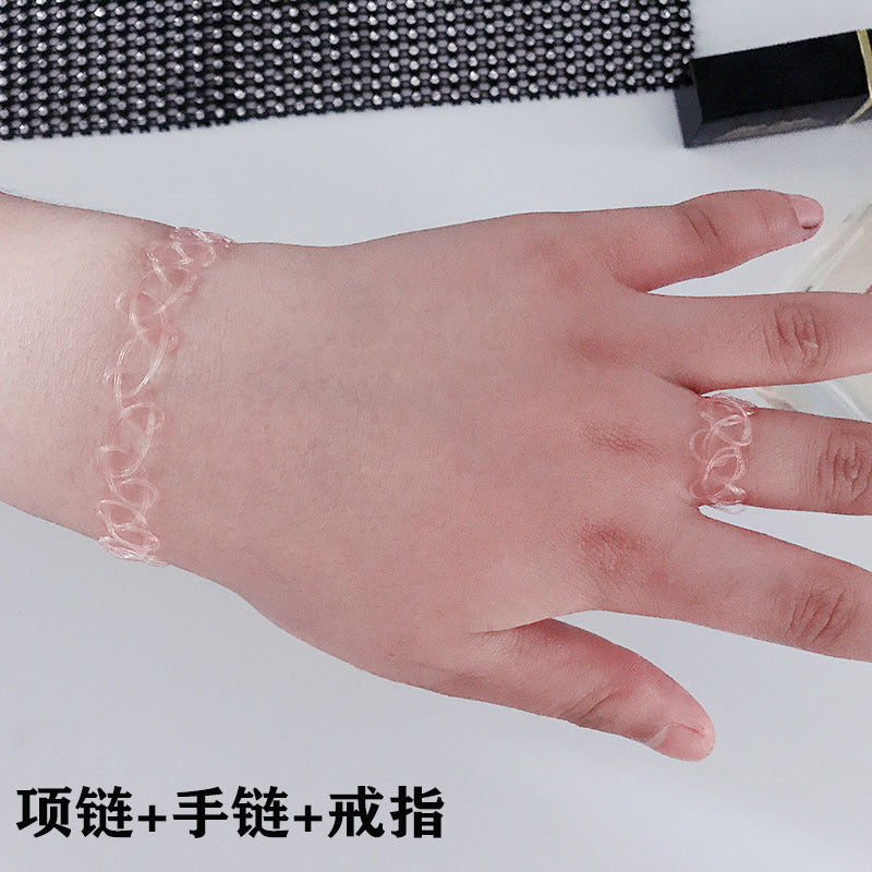 Set de gargantillera pulsera y anillo de elastico