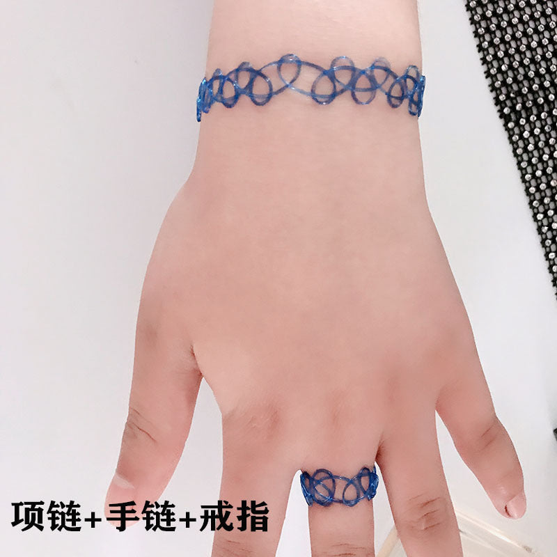 Set de gargantillera pulsera y anillo de elastico