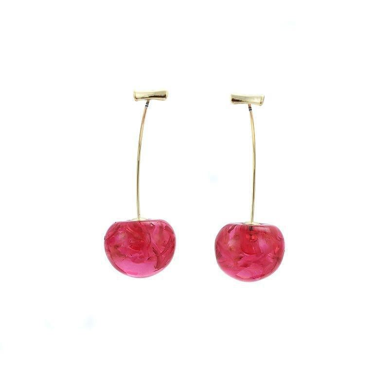 Juego de aretes en forma de cereza