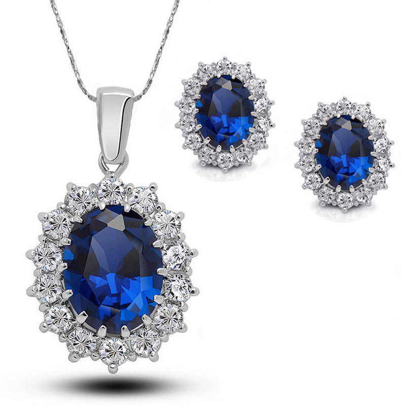 Juego de aretes con gargantillera de cristal
