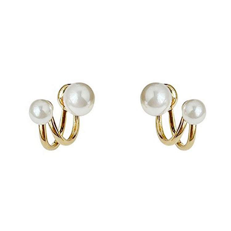 Juego de aretes con doble perla