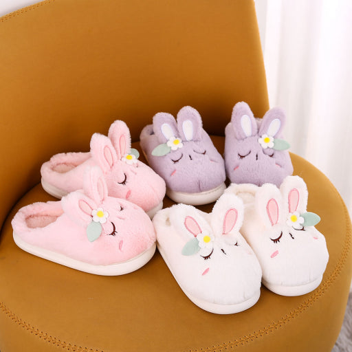 Pantuflas de algodón para mujer Shy Rabbit (blanco)