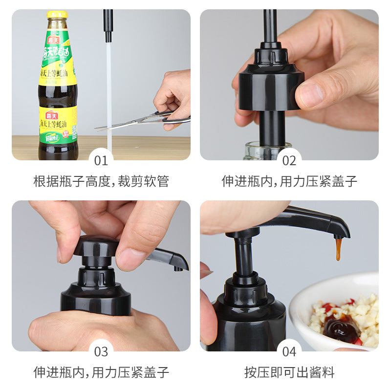 Botella de salsa Oyster Pressing Oil Bottle exprimiendo el consumo de aceite para el hogar Presione la boca para exprimir la salsa de ostras 神 Presiona de botella cuantitativa