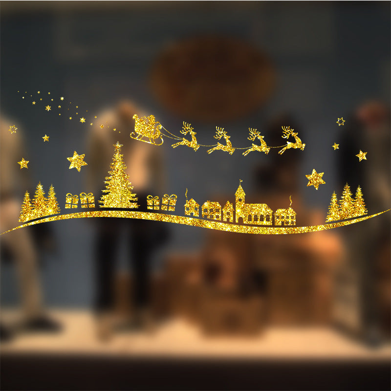 Diseño de la escena de decoración de Navidad de la ventana de Navidad Palegas de puertas colgantes Pegatina de vidrio Pegalización de la ventana de Navidad Creatividad