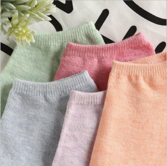 [10 pares] Spring and Summer Ladies Color Ship de algodón Calcetines informales Anti -Corto de algodón cortos de algodón