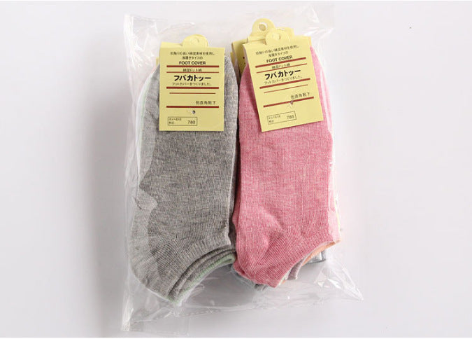 [10 pares] Spring and Summer Ladies Color Ship de algodón Calcetines informales Anti -Corto de algodón cortos de algodón