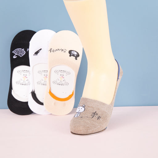 Calcetines invisibles de mujer con dibujos animados (2 pares)