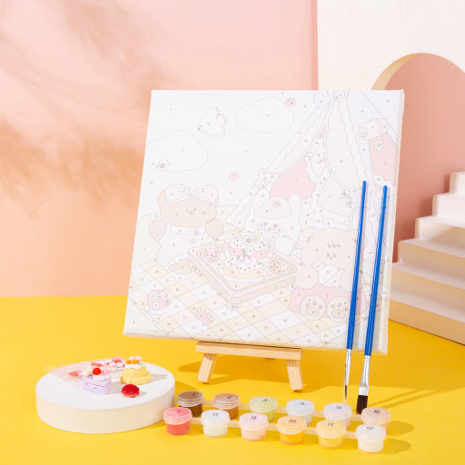 Juego de pasteles al óleo con cuadrícula de cuatro