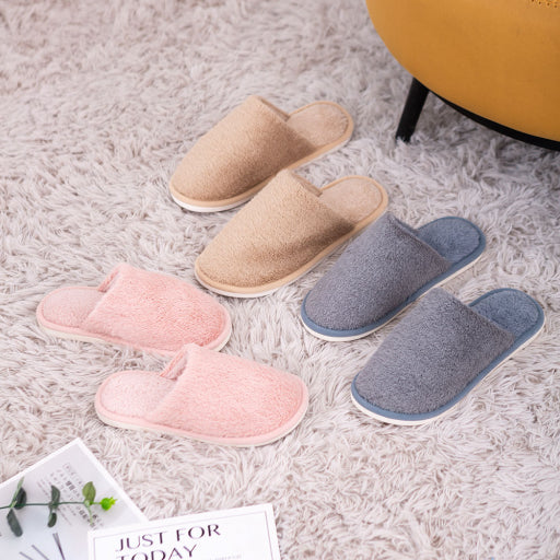 Zapatillas de algodón para hombre con forro polar de zorro de color liso (gris)