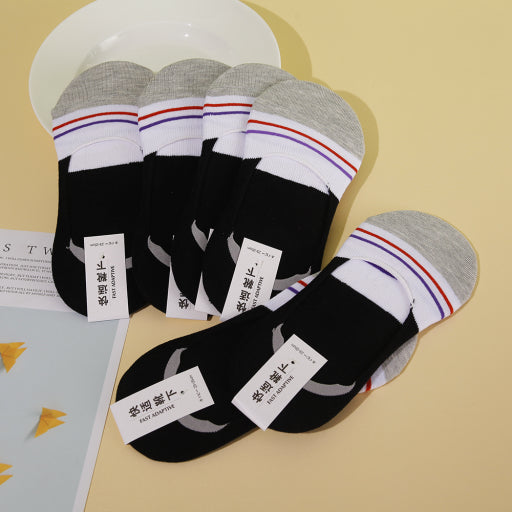 Calcetines náuticos invisibles de mujer a rayas (2 pares)