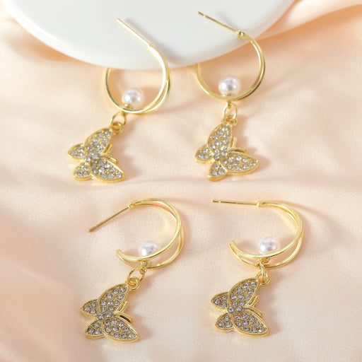 Pendientes de perlas de mariposa (1 par)
