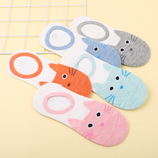 Calcetines femeninos invisibles de gato