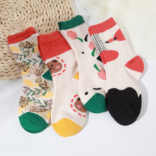Calcetines infantiles con dibujos animados en contraste de colores [L]