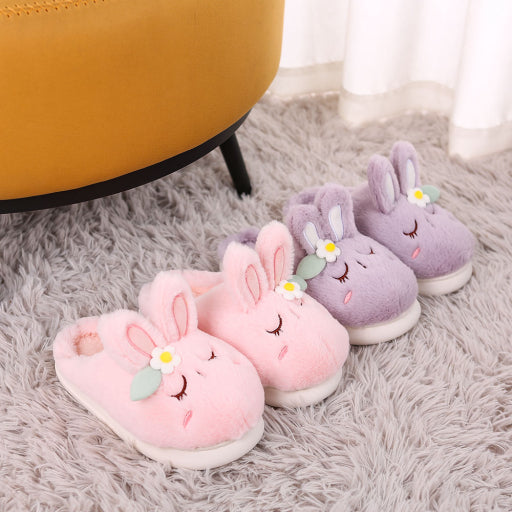 Pantuflas de algodón para mujer Shy Rabbit (blanco)