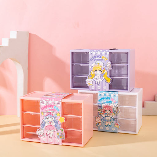 Almacenamiento de papelería de 6 celdas (púrpura)